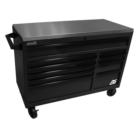Homak 54in RS Pro 10-Drawer Roller Cabinet with ss top-Black BK04054014